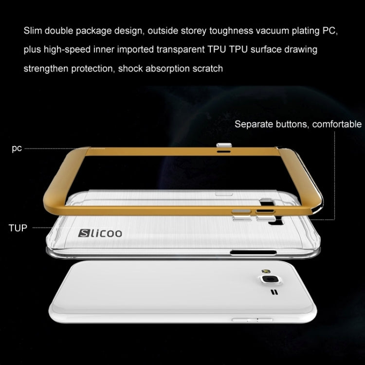 Slicoo Brushed Texture Electroplating Transparenct TPU + PC Combination Case for Galaxy J1 / J100