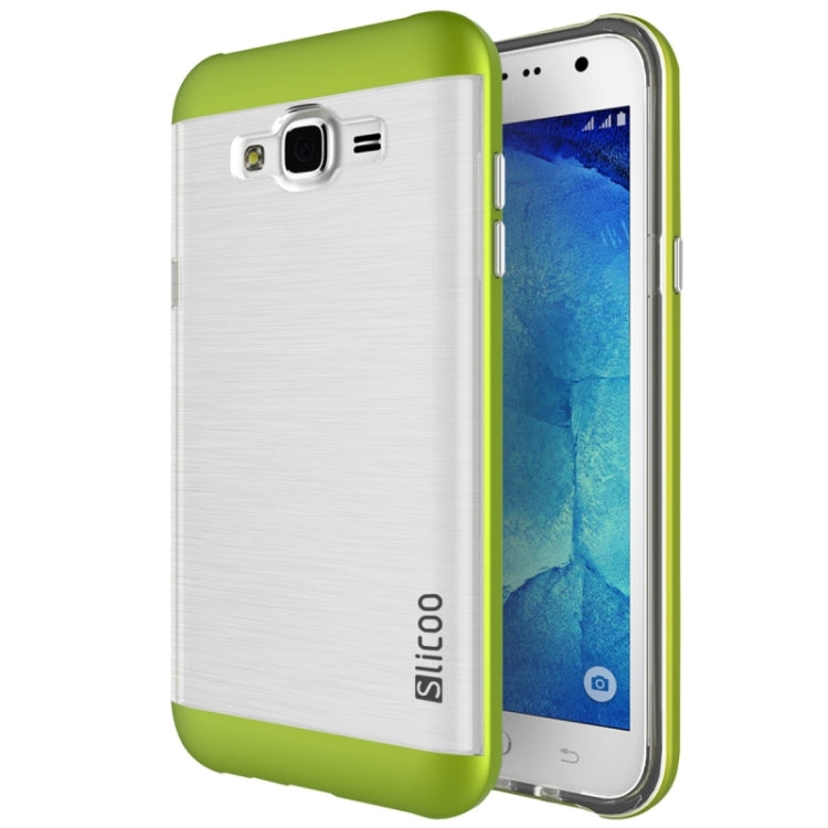 Slicoo Brushed Texture Electroplating Transparenct TPU + PC Combination Case for Galaxy J1 / J100