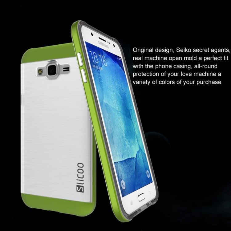 Slicoo Brushed Texture Electroplating Transparenct TPU + PC Combination Case for Galaxy J1 / J100