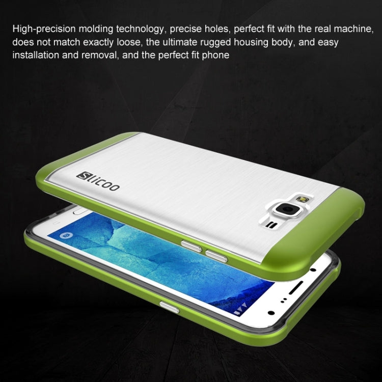 Slicoo Brushed Texture Electroplating Transparenct TPU + PC Combination Case for Galaxy J1 / J100