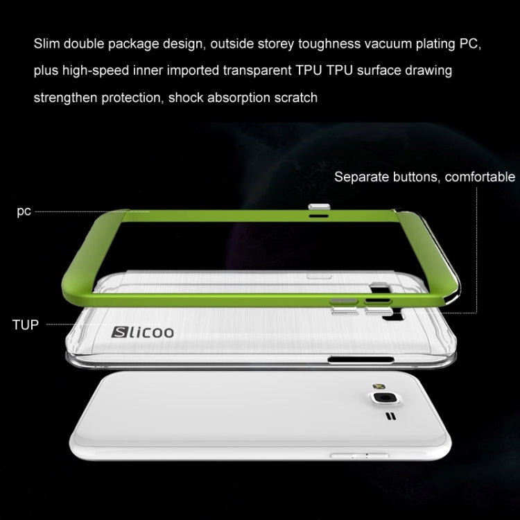 Slicoo Brushed Texture Electroplating Transparenct TPU + PC Combination Case for Galaxy J1 / J100
