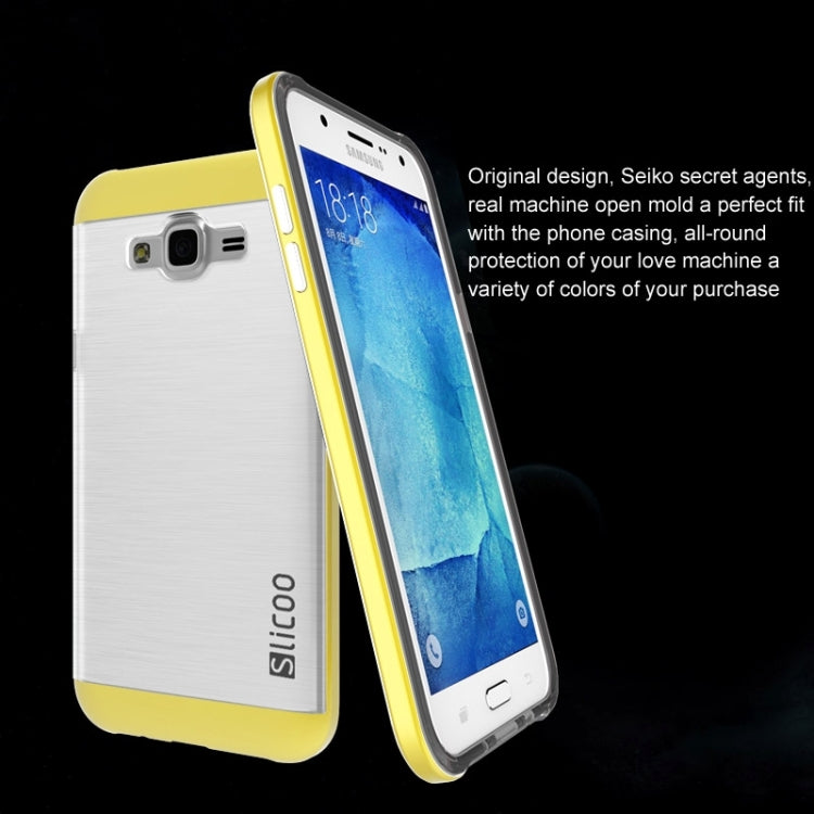 Slicoo Brushed Texture Electroplating Transparenct TPU + PC Combination Case for Galaxy J1 / J100