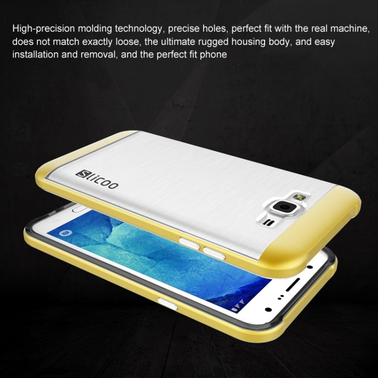 Slicoo Brushed Texture Electroplating Transparenct TPU + PC Combination Case for Galaxy J1 / J100