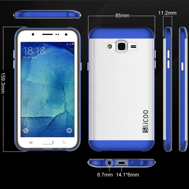 Slicoo Brushed Texture Electroplating Transparenct TPU + PC Combination Case for Galaxy J1 / J100