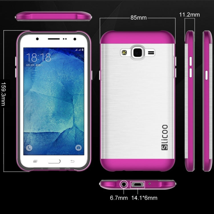 Slicoo Brushed Texture Electroplating Transparenct TPU + PC Combination Case for Galaxy J1 / J100