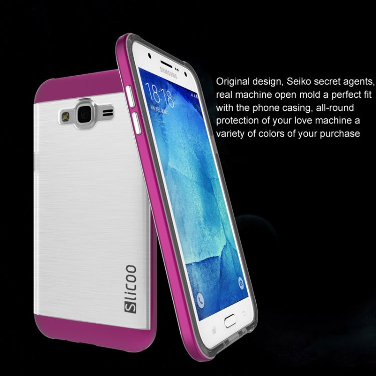 Slicoo Brushed Texture Electroplating Transparenct TPU + PC Combination Case for Galaxy J1 / J100