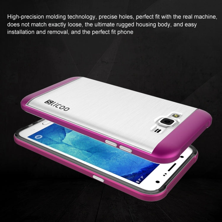 Slicoo Brushed Texture Electroplating Transparenct TPU + PC Combination Case for Galaxy J1 / J100