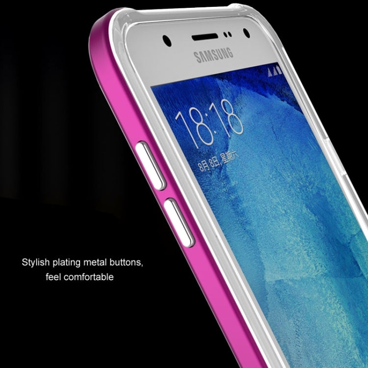 Slicoo Brushed Texture Electroplating Transparenct TPU + PC Combination Case for Galaxy J1 / J100