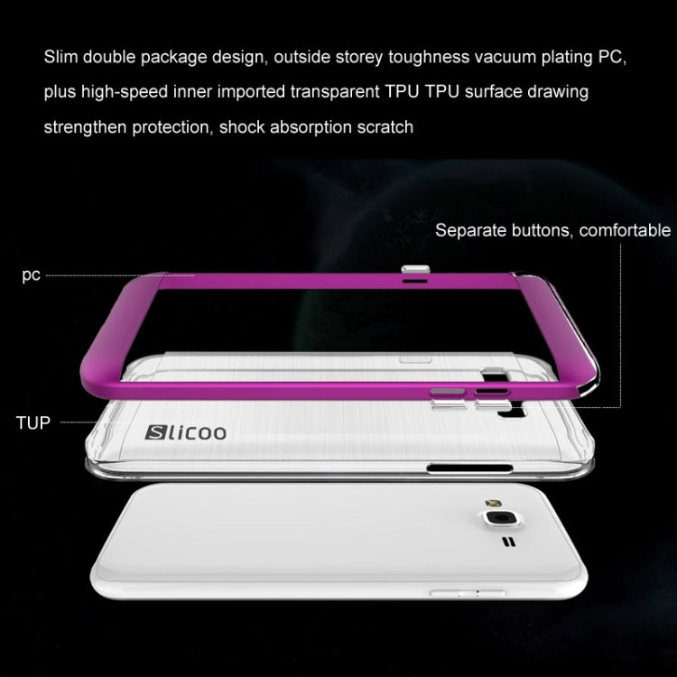 Slicoo Brushed Texture Electroplating Transparenct TPU + PC Combination Case for Galaxy J1 / J100