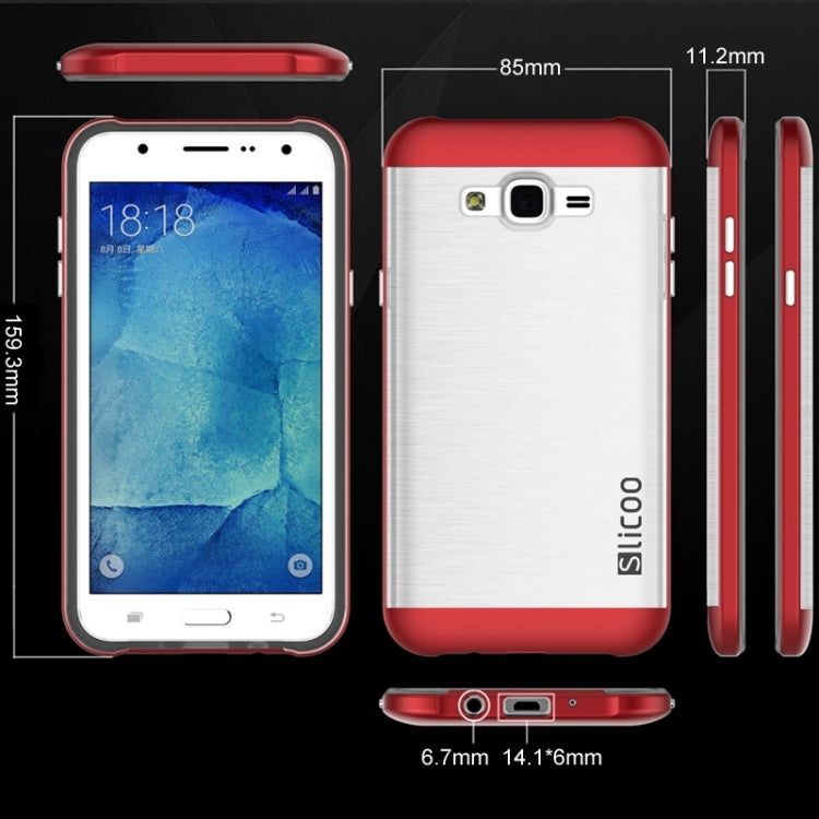 Slicoo Brushed Texture Electroplating Transparenct TPU + PC Combination Case for Galaxy J1 / J100