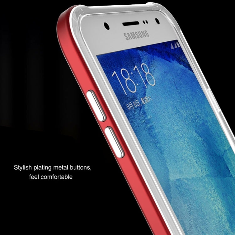 Slicoo Brushed Texture Electroplating Transparenct TPU + PC Combination Case for Galaxy J1 / J100