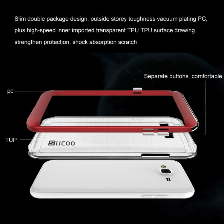 Slicoo Brushed Texture Electroplating Transparenct TPU + PC Combination Case for Galaxy J1 / J100