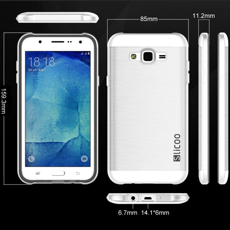 Slicoo Brushed Texture Electroplating Transparenct TPU + PC Combination Case for Galaxy J1 / J100