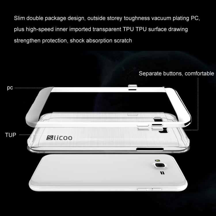 Slicoo Brushed Texture Electroplating Transparenct TPU + PC Combination Case for Galaxy J1 / J100