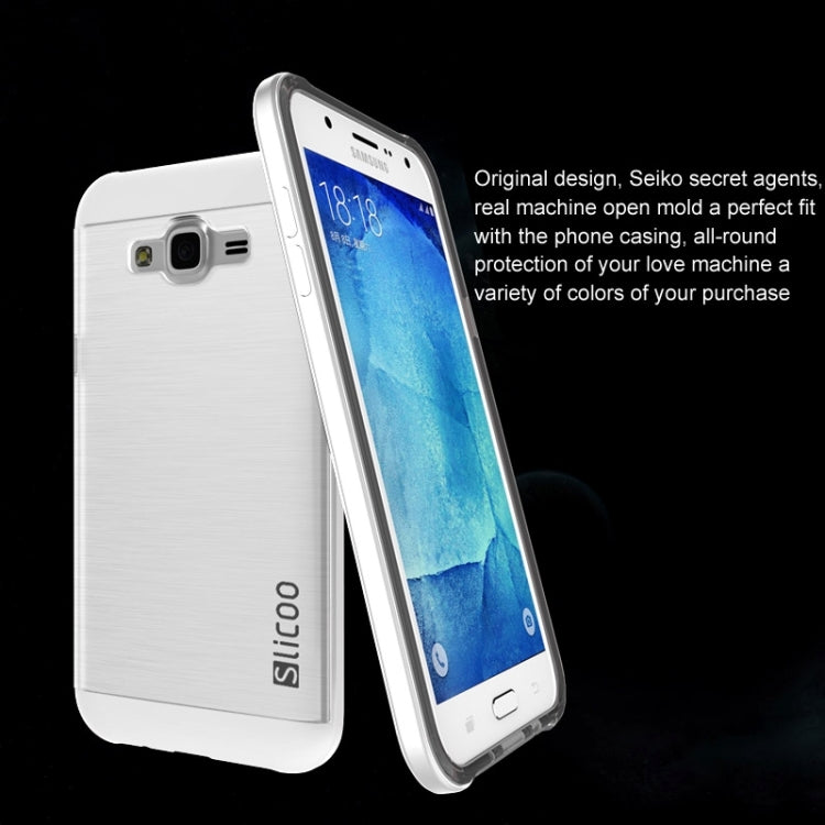 Slicoo Brushed Texture Electroplating Transparenct TPU + PC Combination Case for Galaxy J1 / J100