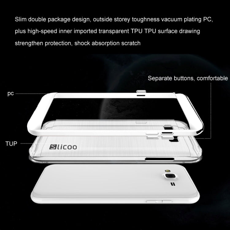 Slicoo Brushed Texture Electroplating Transparenct TPU + PC Combination Case for Galaxy J1 / J100