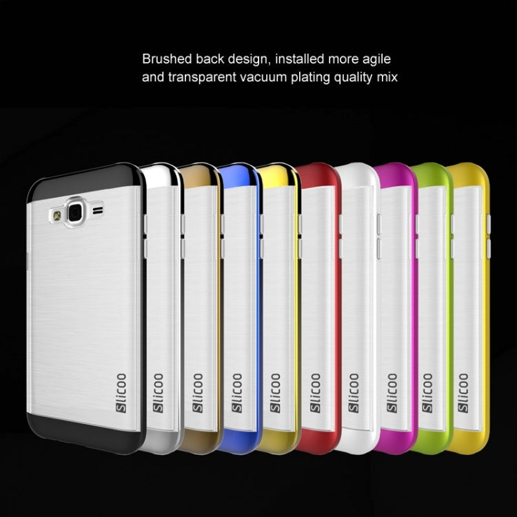 Slicoo Brushed Texture Electroplating Transparenct TPU + PC Combination Case for Galaxy J1 / J100