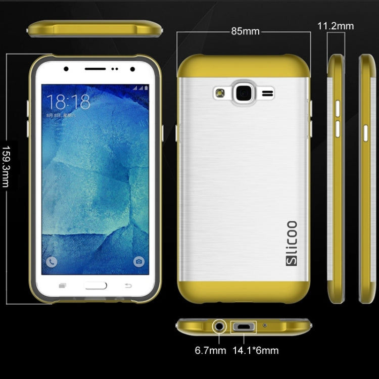 Slicoo Brushed Texture Electroplating Transparenct TPU + PC Combination Case for Galaxy J1 / J100