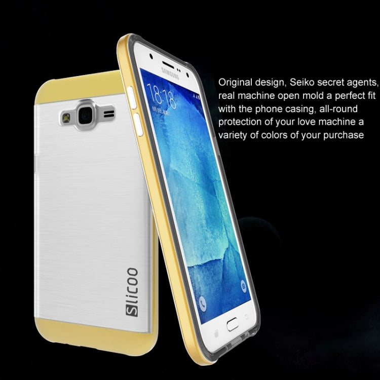 Slicoo Brushed Texture Electroplating Transparenct TPU + PC Combination Case for Galaxy J1 / J100