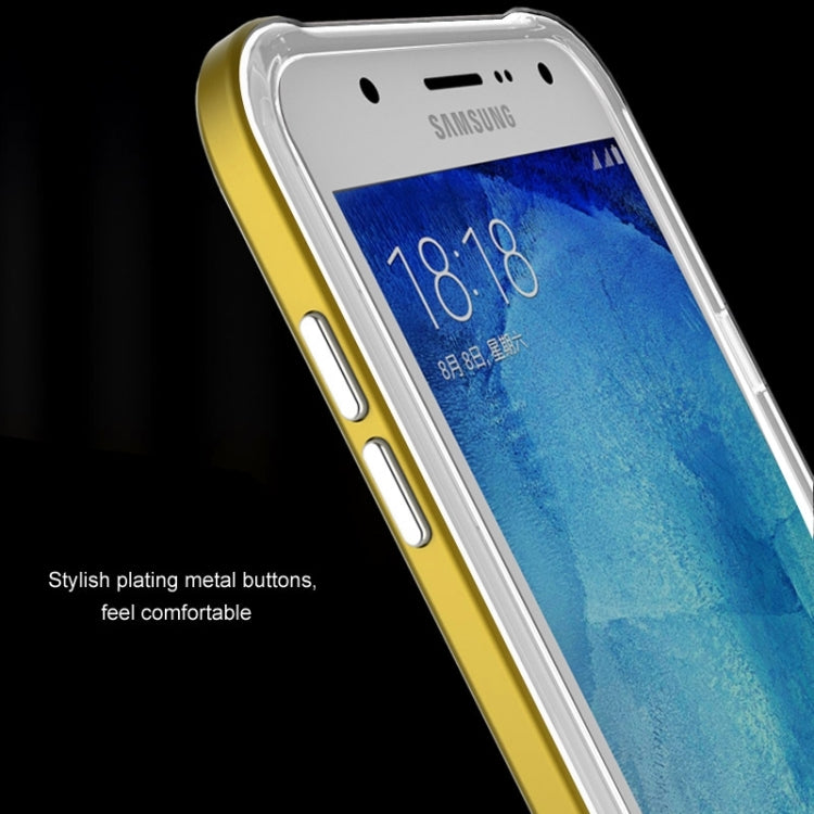 Slicoo Brushed Texture Electroplating Transparenct TPU + PC Combination Case for Galaxy J1 / J100