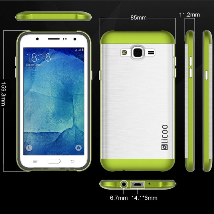 Slicoo Brushed Texture Electroplating Transparenct TPU + PC Combination Case for Galaxy J5 / J500
