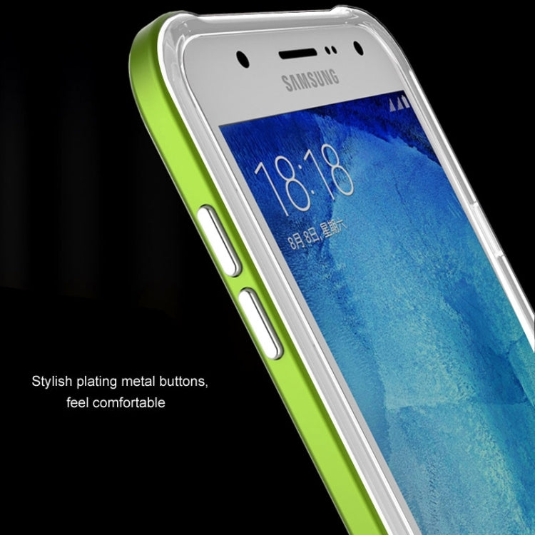 Slicoo Brushed Texture Electroplating Transparenct TPU + PC Combination Case for Galaxy J5 / J500