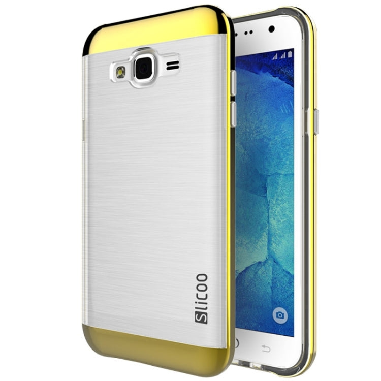 Slicoo Brushed Texture Electroplating Transparenct TPU + PC Combination Case for Galaxy J5 / J500