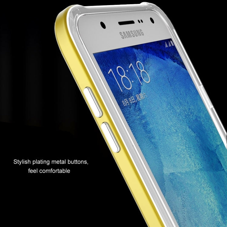 Slicoo Brushed Texture Electroplating Transparenct TPU + PC Combination Case for Galaxy J5 / J500