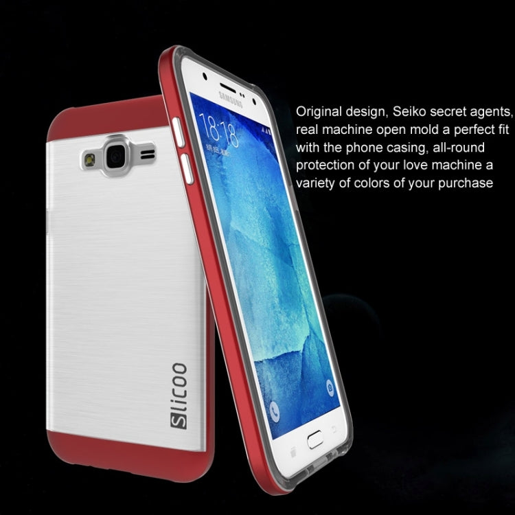 Slicoo Brushed Texture Electroplating Transparenct TPU + PC Combination Case for Galaxy J5 / J500