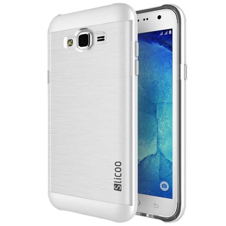 Slicoo Brushed Texture Electroplating Transparenct TPU + PC Combination Case for Galaxy J5 / J500