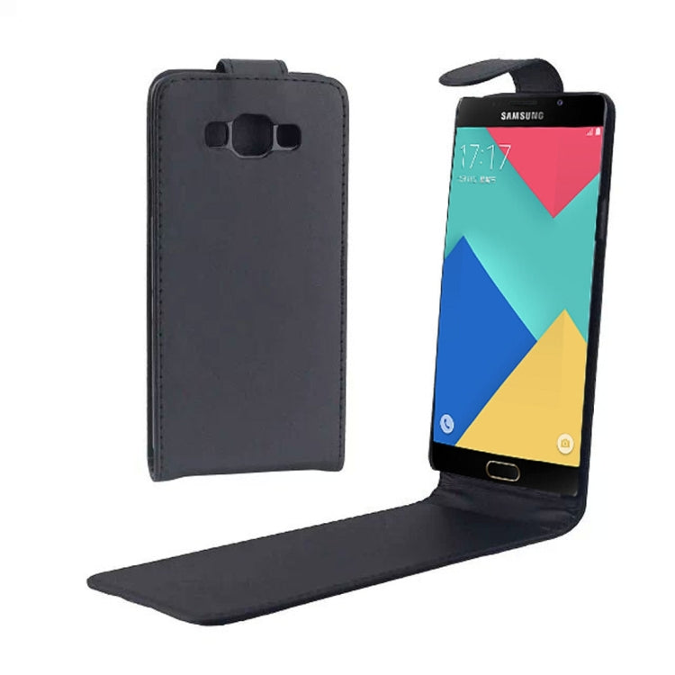 Vertical Flip Magnetic Snap Leather Case for Galaxy A7 / A700F(Black)