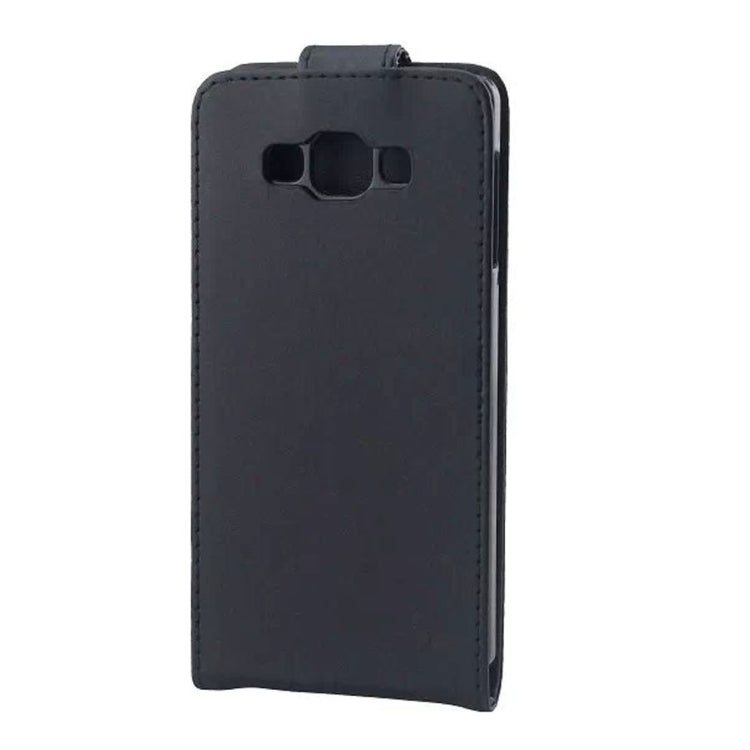 Vertical Flip Magnetic Snap Leather Case for Galaxy A7 / A700F(Black)