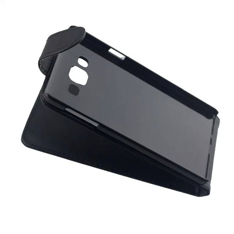 Vertical Flip Magnetic Snap Leather Case for Galaxy A7 / A700F(Black)