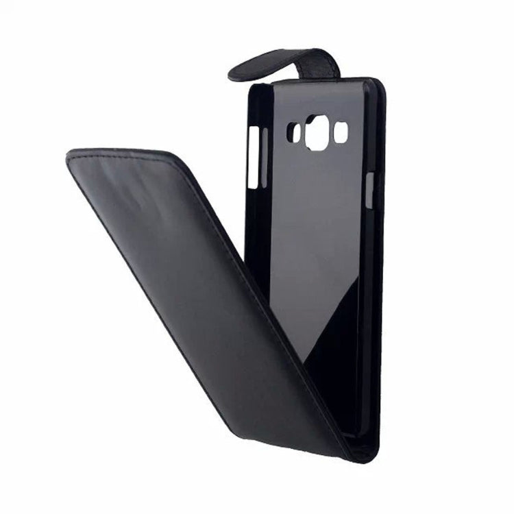 Vertical Flip Magnetic Snap Leather Case for Galaxy A7 / A700F(Black)
