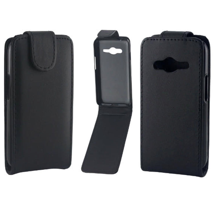 Vertical Flip Magnetic Snap Leather Case for Galaxy Ace 4 / G313F(Black)