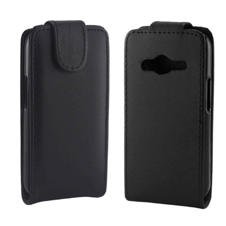 Vertical Flip Magnetic Snap Leather Case for Galaxy Ace 4 / G313F(Black)