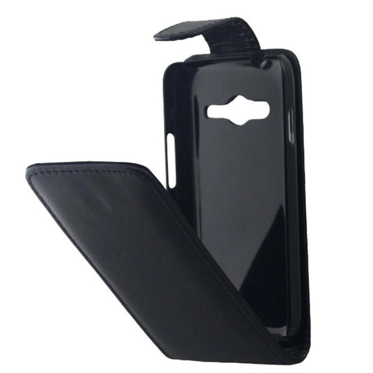 Vertical Flip Magnetic Snap Leather Case for Galaxy Ace 4 / G313F(Black)