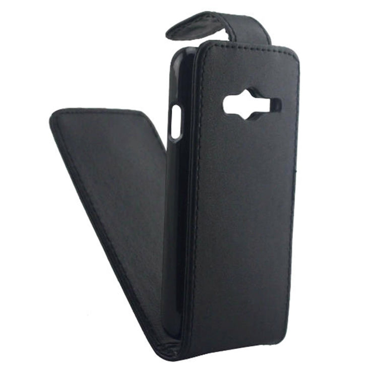 Vertical Flip Magnetic Snap Leather Case for Galaxy Ace 4 / G313F(Black)