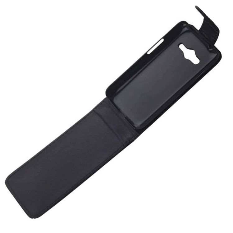 Vertical Flip Magnetic Snap Leather Case for Galaxy Ace 4 / G313F(Black)