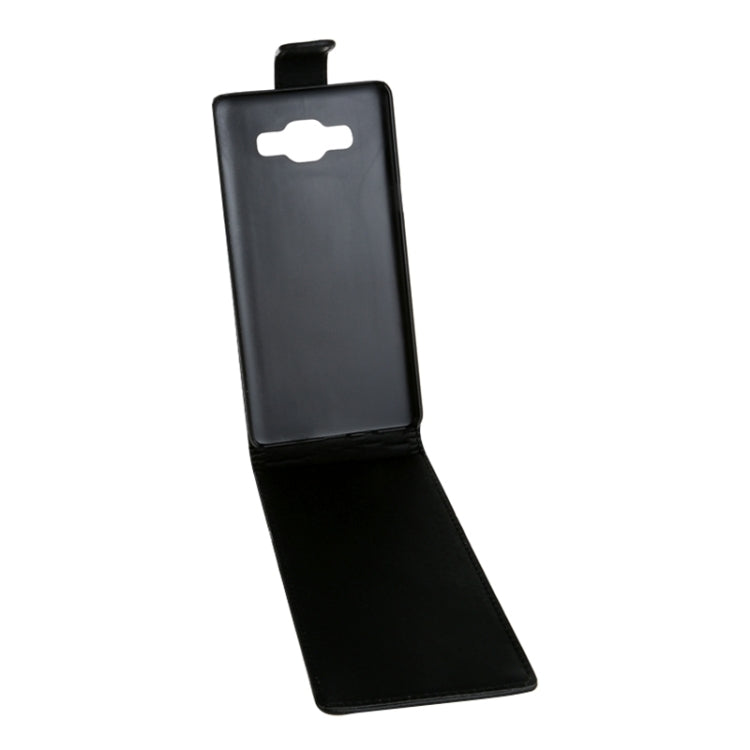 Vertical Flip Magnetic Snap Leather Case for Galaxy A3 / A300F(Black)