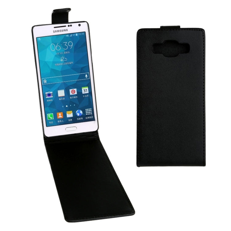 Vertical Flip Magnetic Snap Leather Case for Galaxy A5 / A500F(Black)