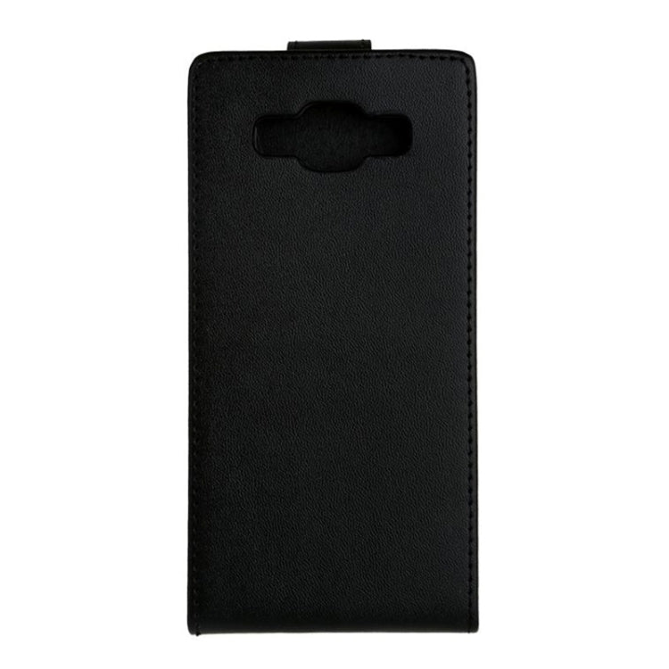 Vertical Flip Magnetic Snap Leather Case for Galaxy A5 / A500F(Black)