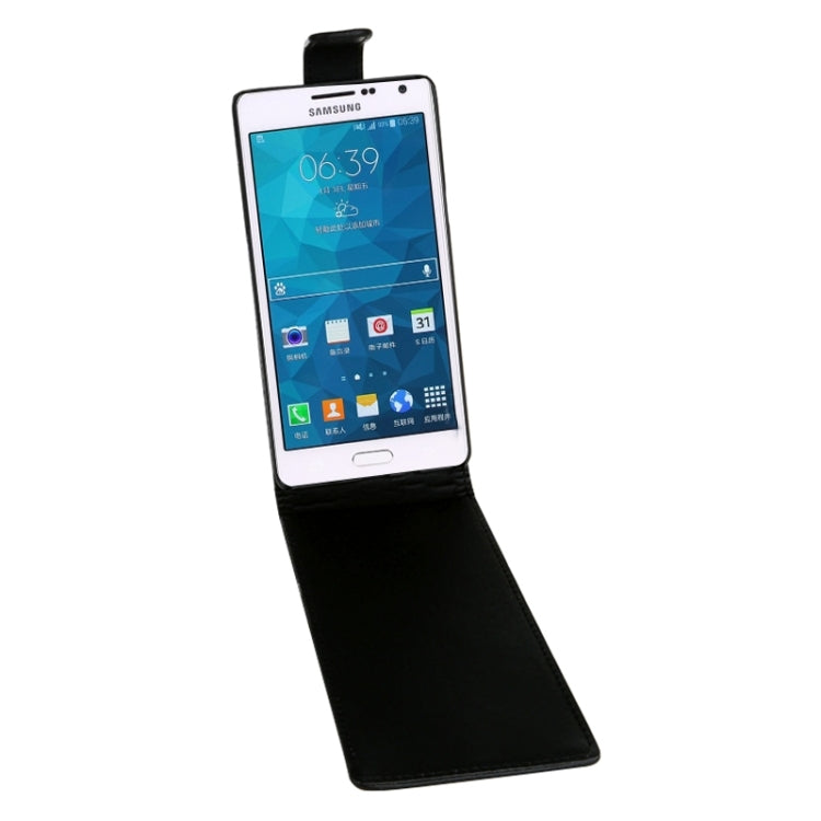 Vertical Flip Magnetic Snap Leather Case for Galaxy A5 / A500F(Black)