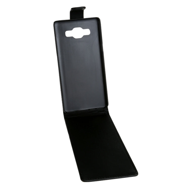 Vertical Flip Magnetic Snap Leather Case for Galaxy A5 / A500F(Black)
