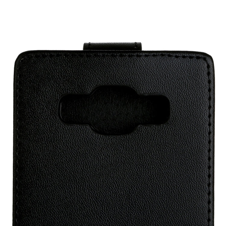 Vertical Flip Magnetic Snap Leather Case for Galaxy A5 / A500F(Black)