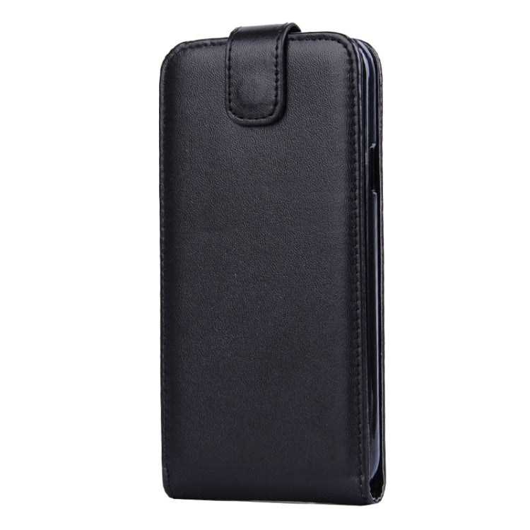 Vertical Flip Magnetic Snap Leather Case for Galaxy E5(Black)