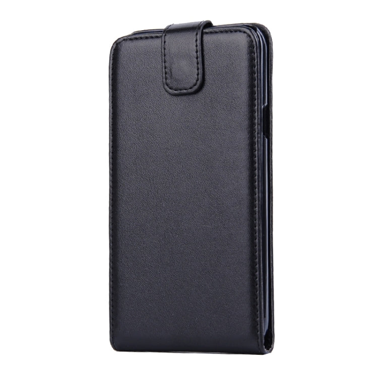 Vertical Flip Magnetic Snap Leather Case for Galaxy E7 / E700(Black)