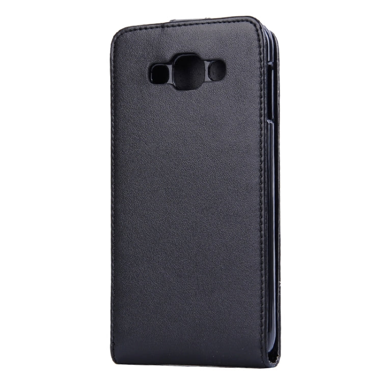 Vertical Flip Magnetic Snap Leather Case for Galaxy E7 / E700(Black)