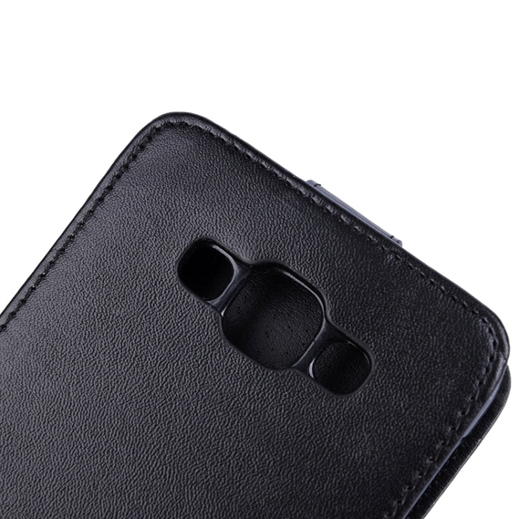 Vertical Flip Magnetic Snap Leather Case for Galaxy E7 / E700(Black)