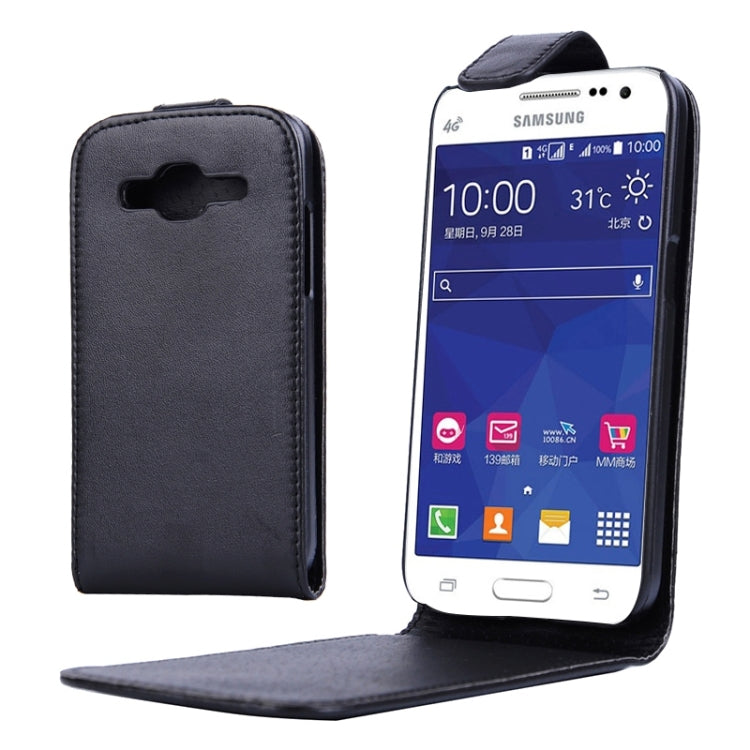 Vertical Flip Magnetic Snap Leather Case for Galaxy Core Prime / G360(Black)